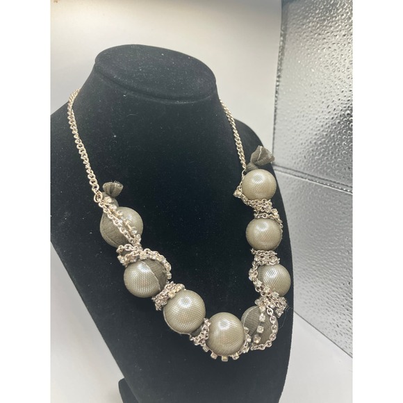 Fishnet Stockings Large Beads Wrapped with Rhinestones & Chain Twisted Necklace! - Picture 5 of 8